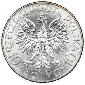 II Republic of Poland, 10 zlotych 1932, Women's Head, London