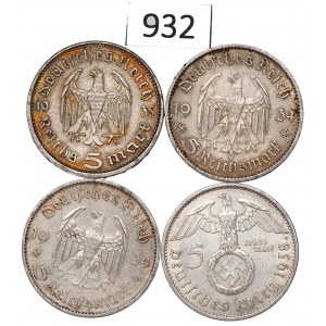 Germany, III Reich, Lot 5 mark 1934-38