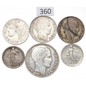 Francúzsko, sada 1-20 frankov 1871-1933
