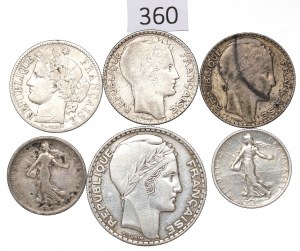 France, Lot 1-20 francs 1871-1933