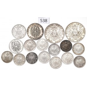 Germany, Lot 1/2-3 marks 1877-1919
