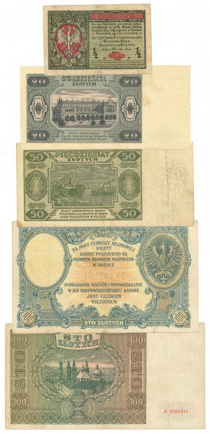 Second Polish Republic, PRL, Set of banknotes - 5 pcs