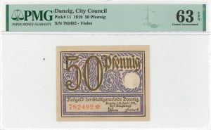 Danzig, 50 fenig 1919 - PMG 63 EPQ