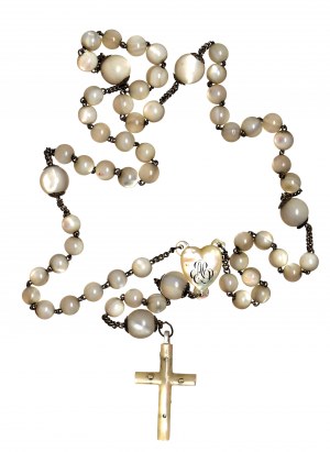 Rosary of pearls and mother of pearl - silver