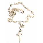 Large stately rosary, pearls and mother of pearl - silver