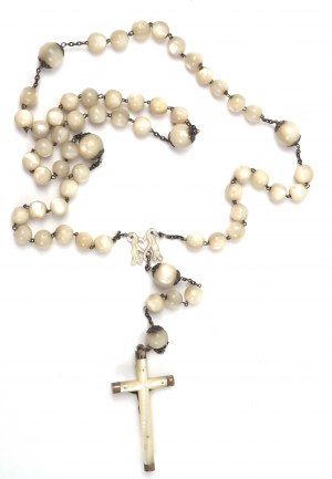 Large stately rosary, pearls and mother of pearl - silver