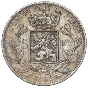Belgium, 5 francs 1869