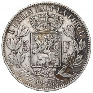 Belgium, 5 francs 1868