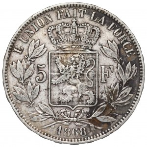 Belgium, 5 francs 1868