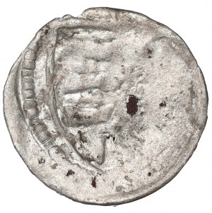 Ludwik Węgierski, Denarius without date, Cracow - O over the shield