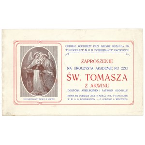 II RP, Zaproszenie na Akademię ku czci św. Tomasza z Akwinu Lwów