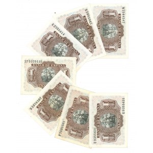 Hiszpania, 1 peset 1953 - Zestaw 7 egz.