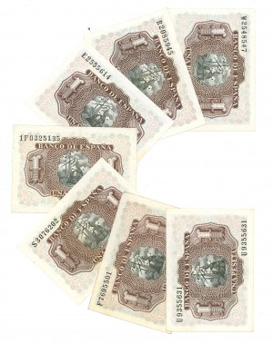 Spain, 1 pesetas 1953 - Set of 7 copies.