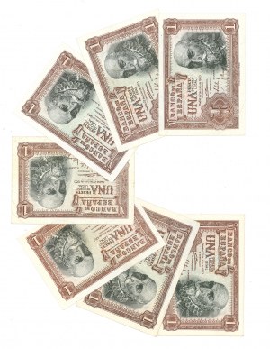 Spain, 1 pesetas 1953 - Set of 7 copies.