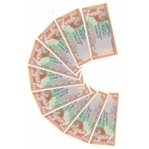 Ceylon, 2 Rupee - Zestaw 9 egz.