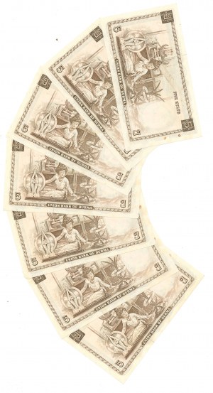 Burma, 5 Kyat - set of 7 copies.