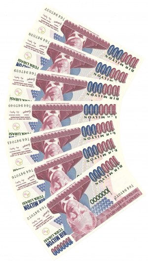 Turcja, 1 mln Lira - Zestaw 7 egz.
