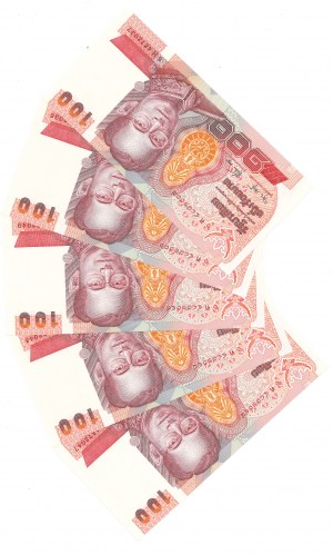 Thailand, 100 Baht - Set of 5 copies.