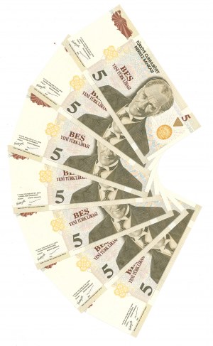Turkey, 5 Lira 2005 - Set of 7 copies.