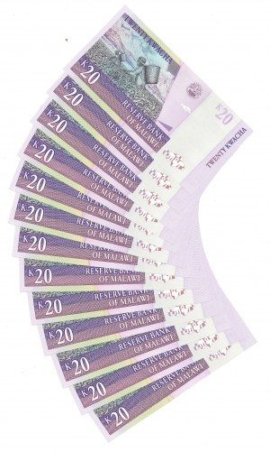 Malawa, 20 Kwacha 1997 - Set of 13 copies.