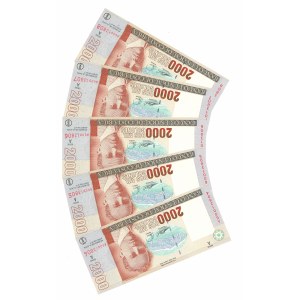 Costa Rica, 2000 Colones - Zestaw 5 egz.