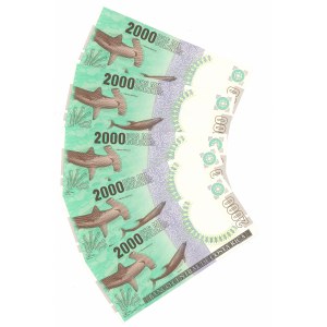 Costa Rica, 2000 Colones - Zestaw 5 egz.