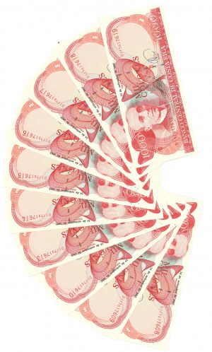 Costa Rica, 1000 Colones - Set of 10 copies.