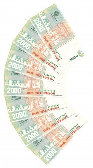 Colombia, 2000 Pesos 1999 - Set of 7 copies.