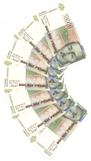 Colombia, 2000 Pesos 1999 - Set of 7 copies.