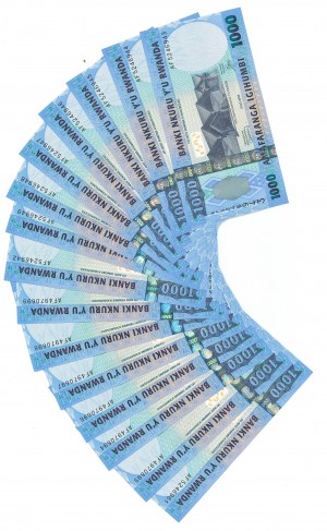 Rwanda, 1000 Francs 2008 - Set of 15 copies.