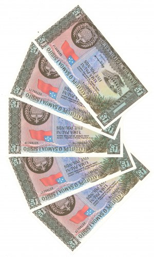 Samoa, 5 Pounds - Set of 5 copies.