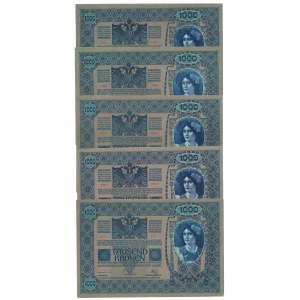 Austria, 1000 koron 1902 - zestaw 5 egz.