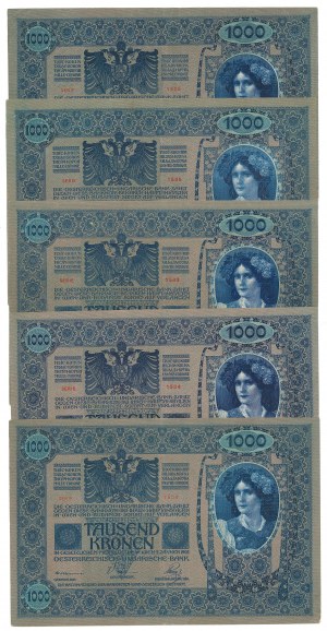 Austria, 1000 crowns 1902 - set of 5 copies.