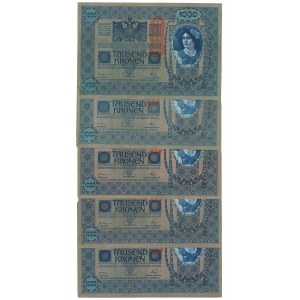Austria, 1000 koron 1902 - zestaw 5 egz.