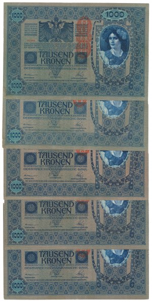 Austria, 1000 crowns 1902 - set of 5 copies.