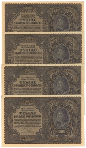 II RP, 1000 Polish marks 1919 II Serja BG - part of a bank parcel 4 copies.
