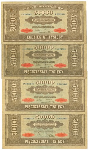 II RP, 50,000 marks 1922 - Set of 4 copies.