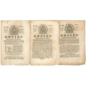 Goniec Krakowski 1830 rok - zestaw 3 egz.