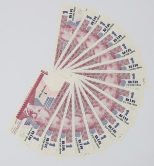 Turkey, 1 Lira - Set of 15 copies.