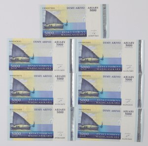 Madagascar, 5000 ariary - set of 7 copies.