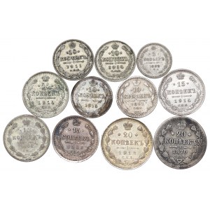 Russia, Lot 10-20 kopecks 1861-1915