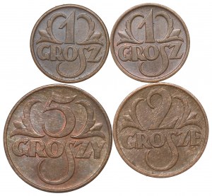 Second Republic, Set of 1-5 pennies 1937-39