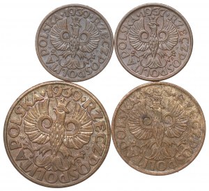 Second Republic, Set of 1-5 pennies 1937-39