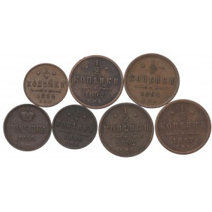 Russia, lot 1/4-1/2 kopeck 1859-99