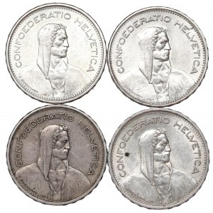 Switzerland, 5 franc set 1932-66