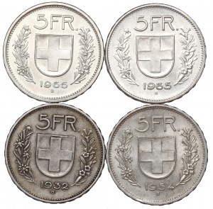 Switzerland, 5 franc set 1932-66