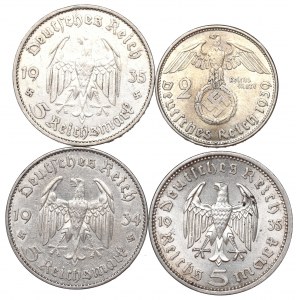 Germany, Third Reich, lot of 2-5 marks 1934-39