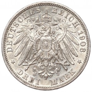 Germany, Württemberg, 3 marks 1908