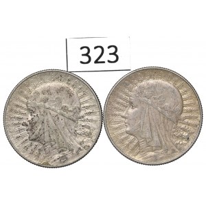 II RP, Zestaw 5 złotych 1933-34 Głowa kobiety