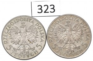 II RP, Set of 5 Gold 1933-34 Head of a Woman